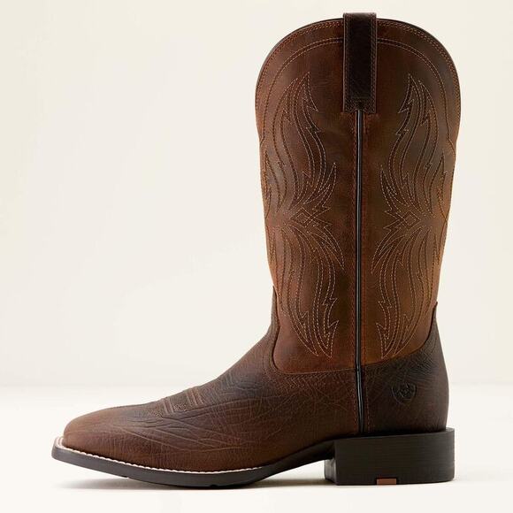 NEW Ariat Sport Rustler Wide Square Toe Cowboy Boots Brown Leather Western 9.5D main image 12